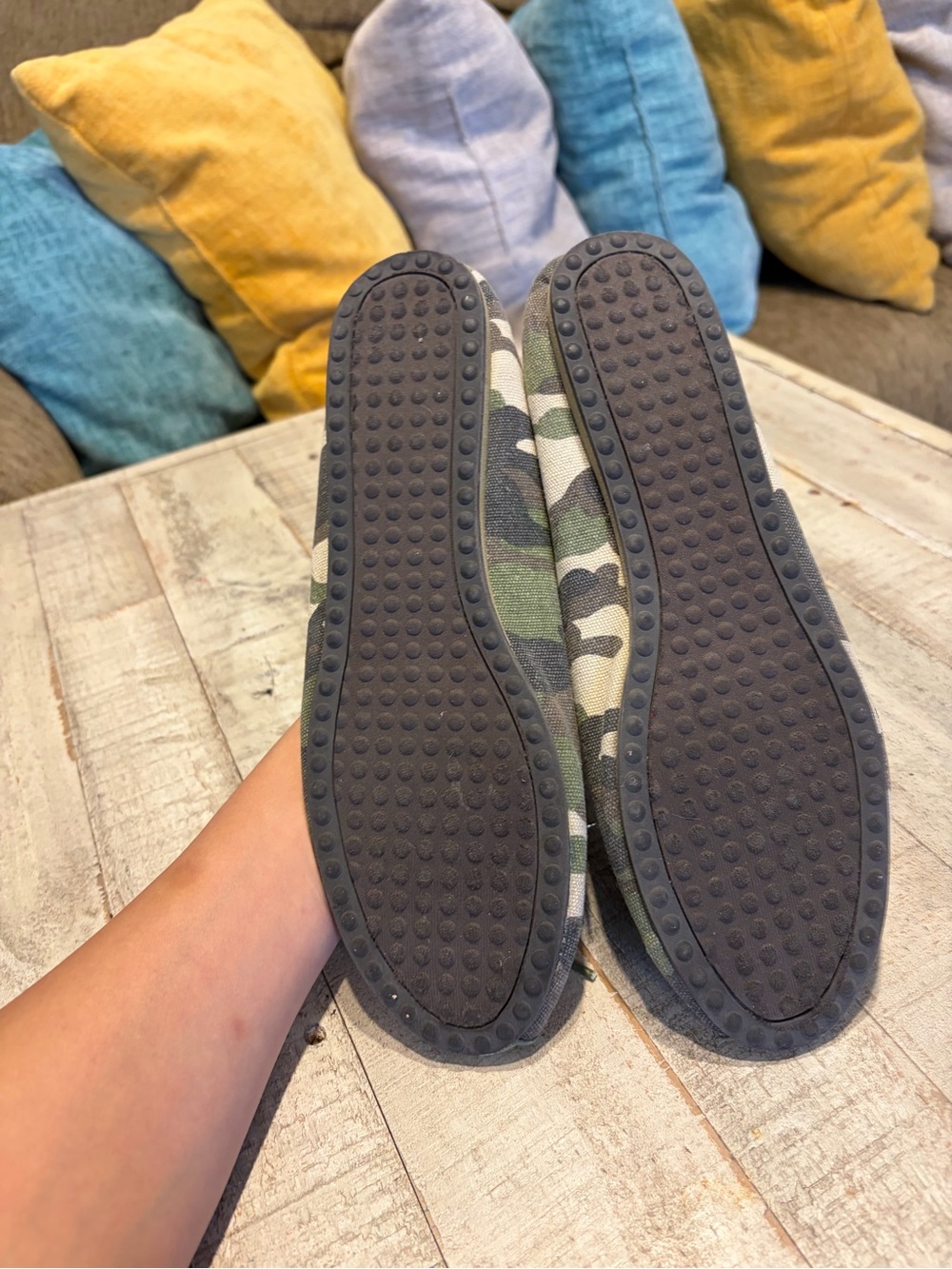 Camo Peep-Toe Ballet Flats with Bow Accent - Green - Picture 4 of 4